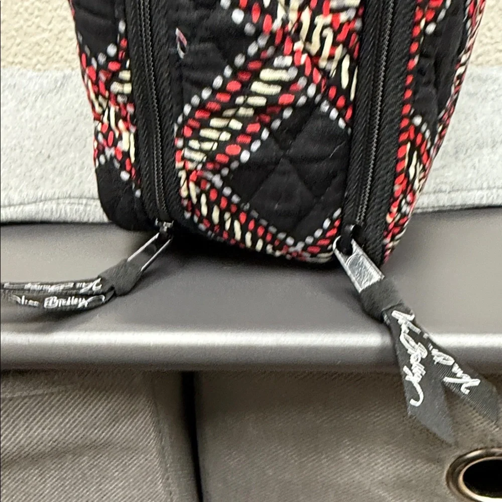 Vera Bradley Large Black and Red Quilted Cosmetic Blush and Brush Case